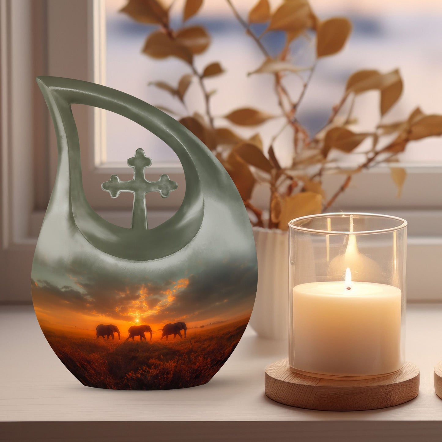 10-inch Elephant Family Urn