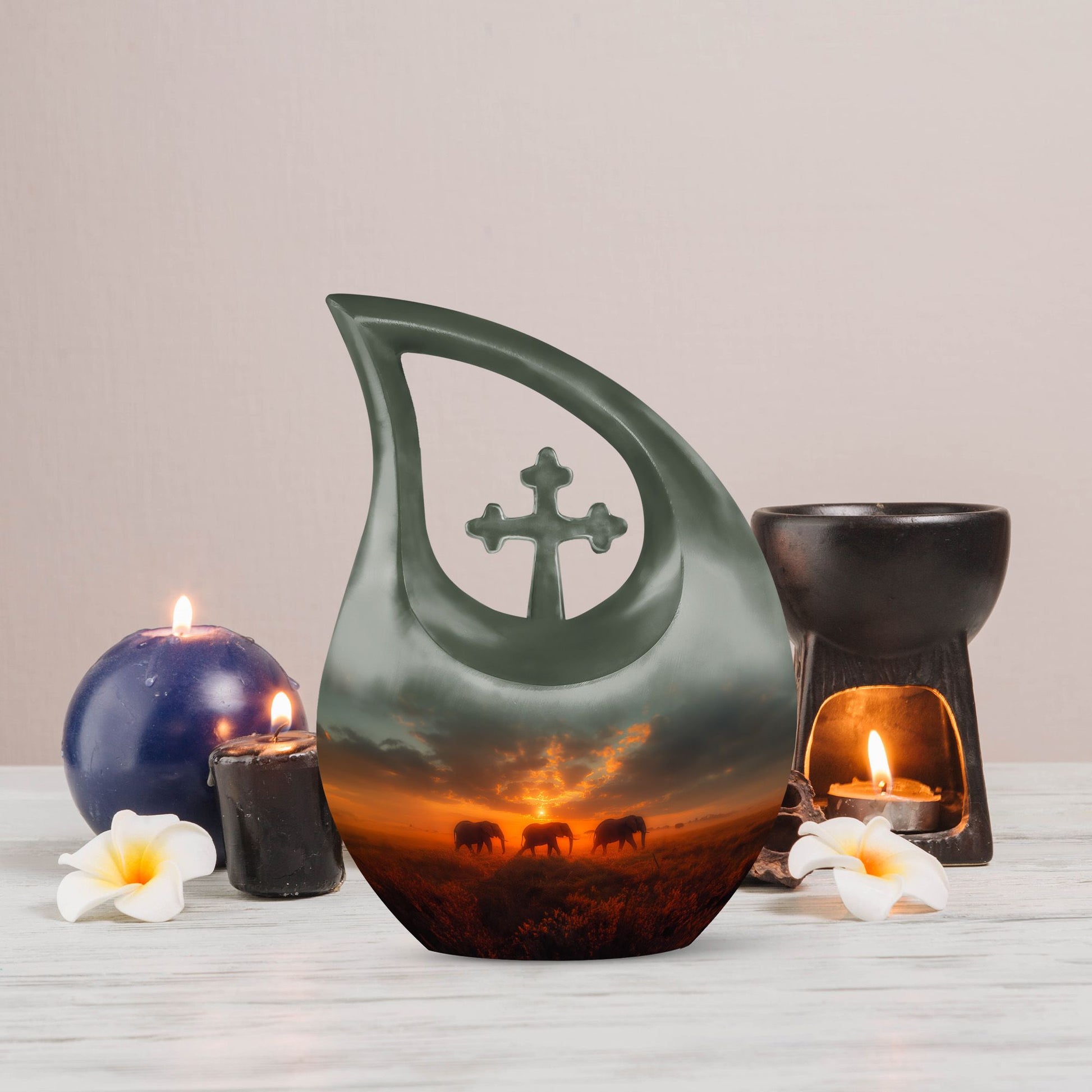 10-inch Elephant Family Urn