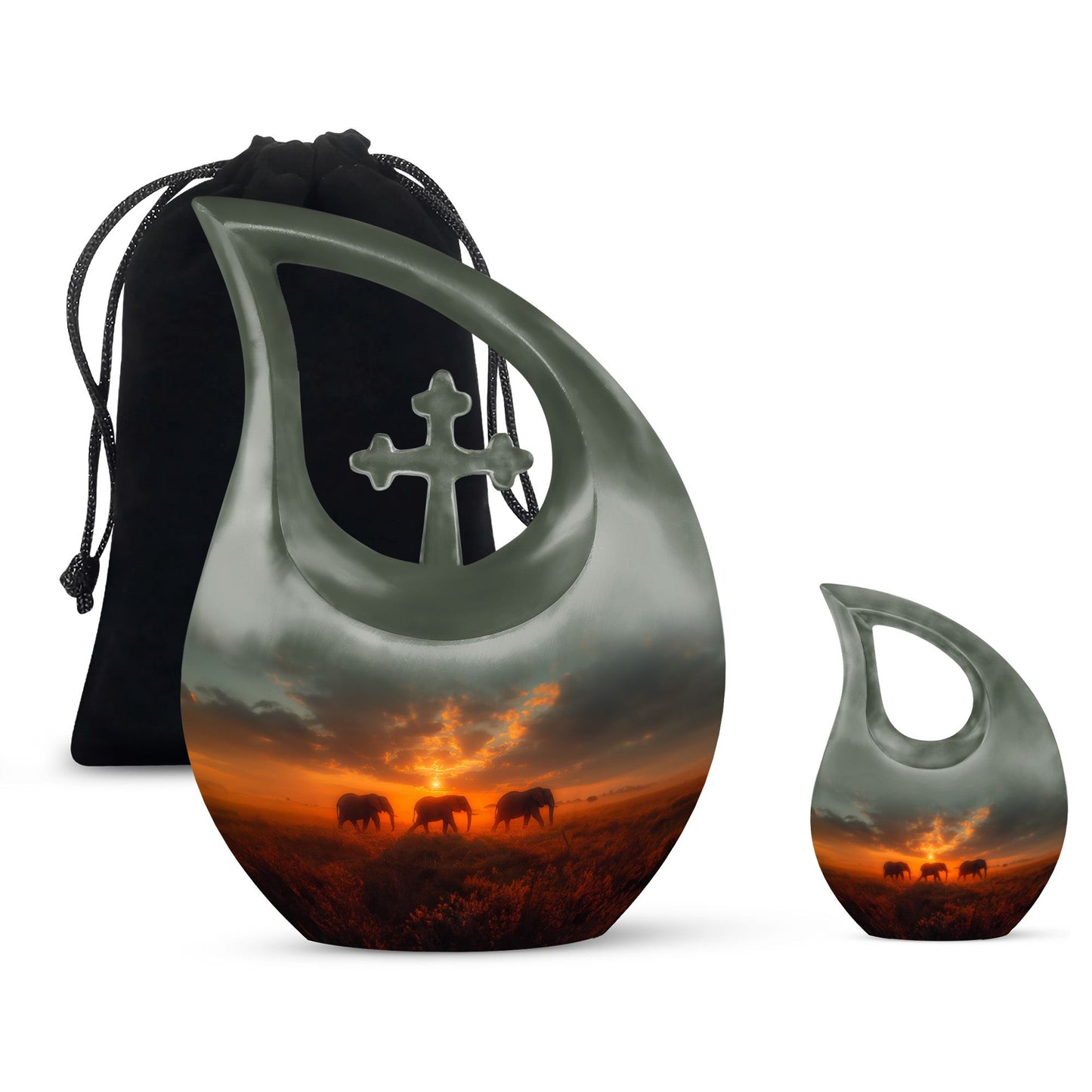 Personalized Elephant Cremation Urn for Men & Women - 10-inch, 200 cu in - Yatskia