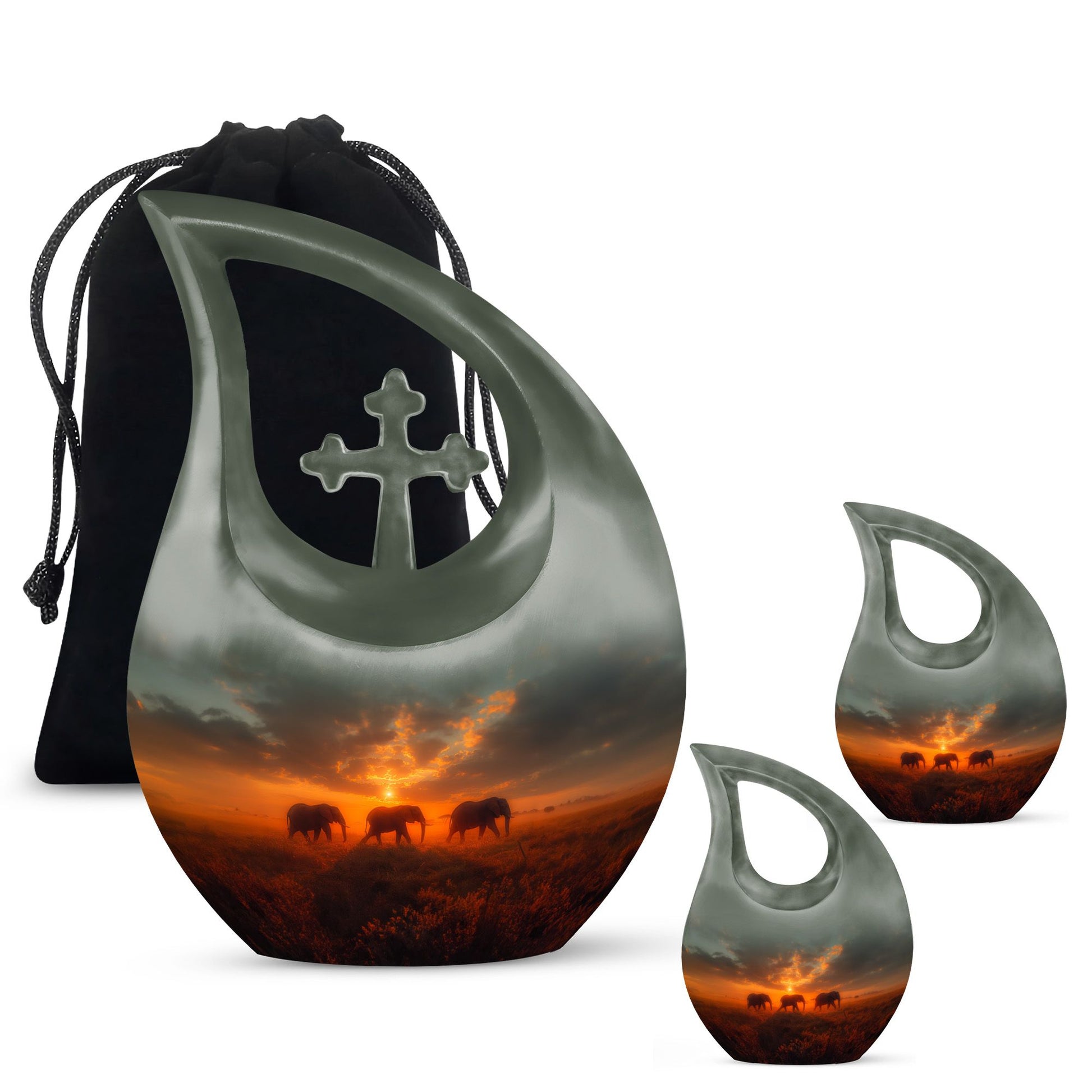 10-inch Elephant Family Urn