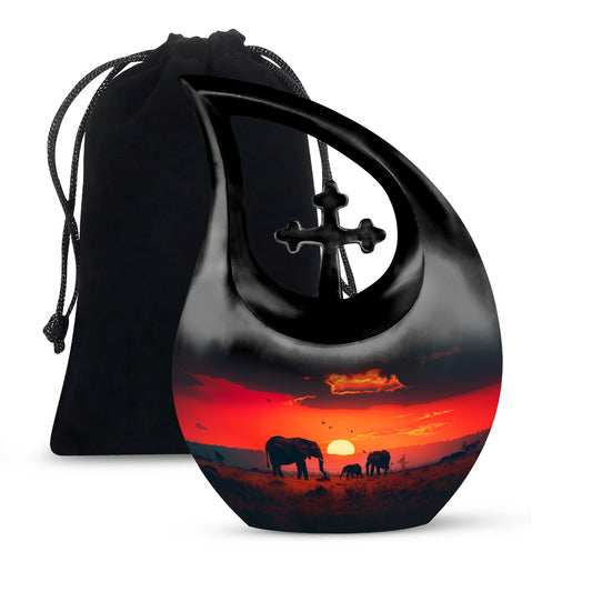 10-inch Aluminium Elephant Family Large Urn 