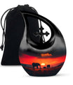 Elephant Family Medium Size Urn Funeral, Ashes Urn
