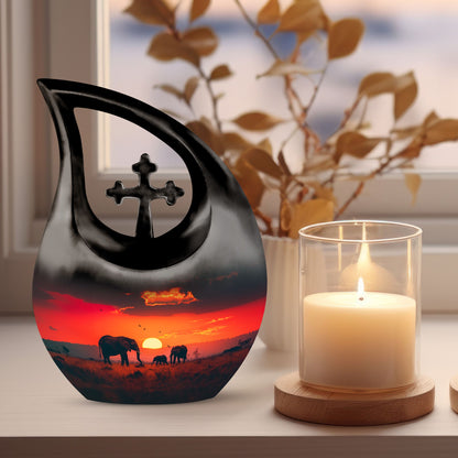 10-inch Aluminium Elephant Family Large Urn 