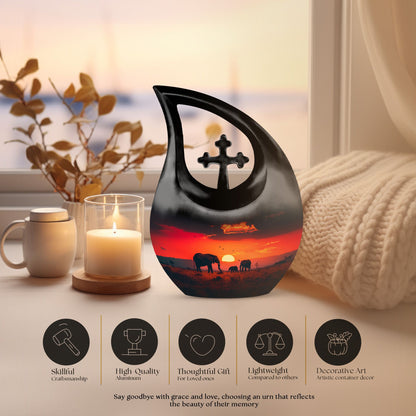 10-inch Aluminium Elephant Family Large Urn 