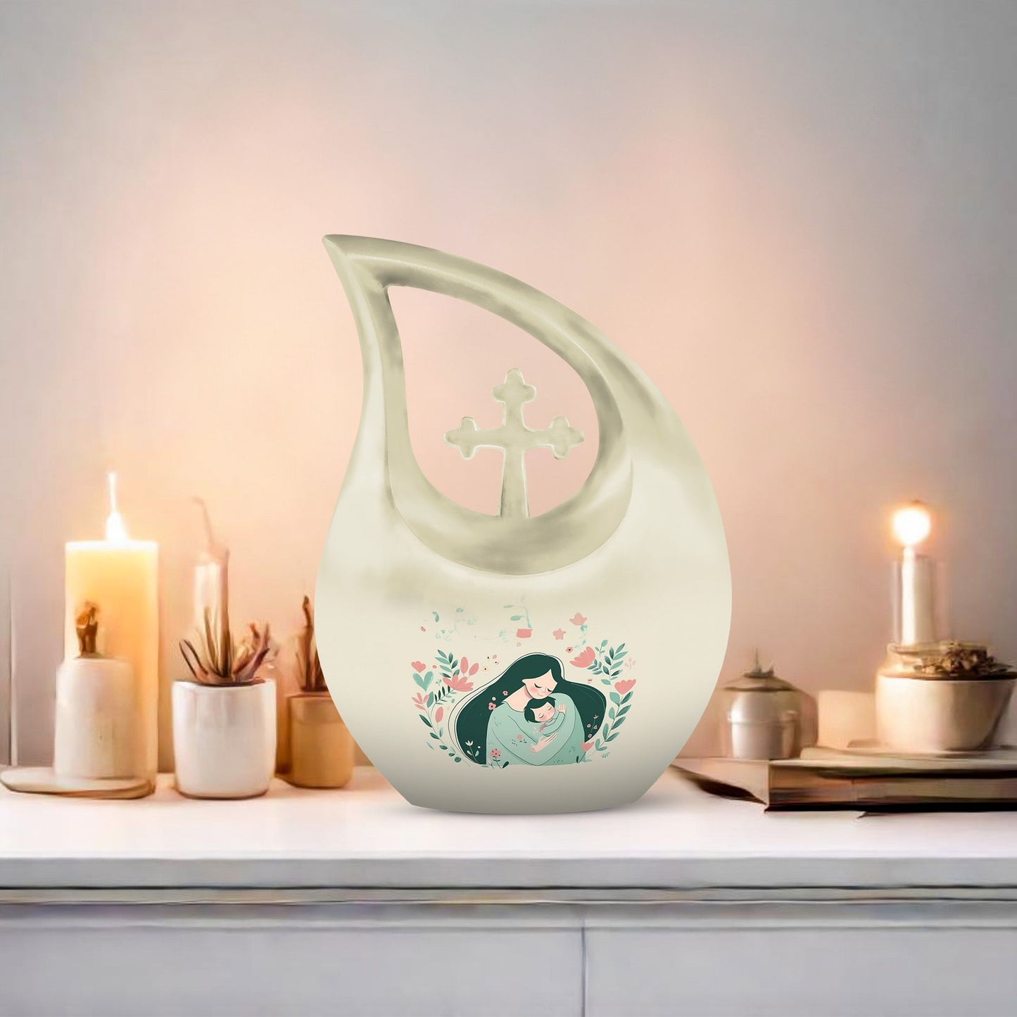 10-inch Aluminium Cross Drop Mother Urn