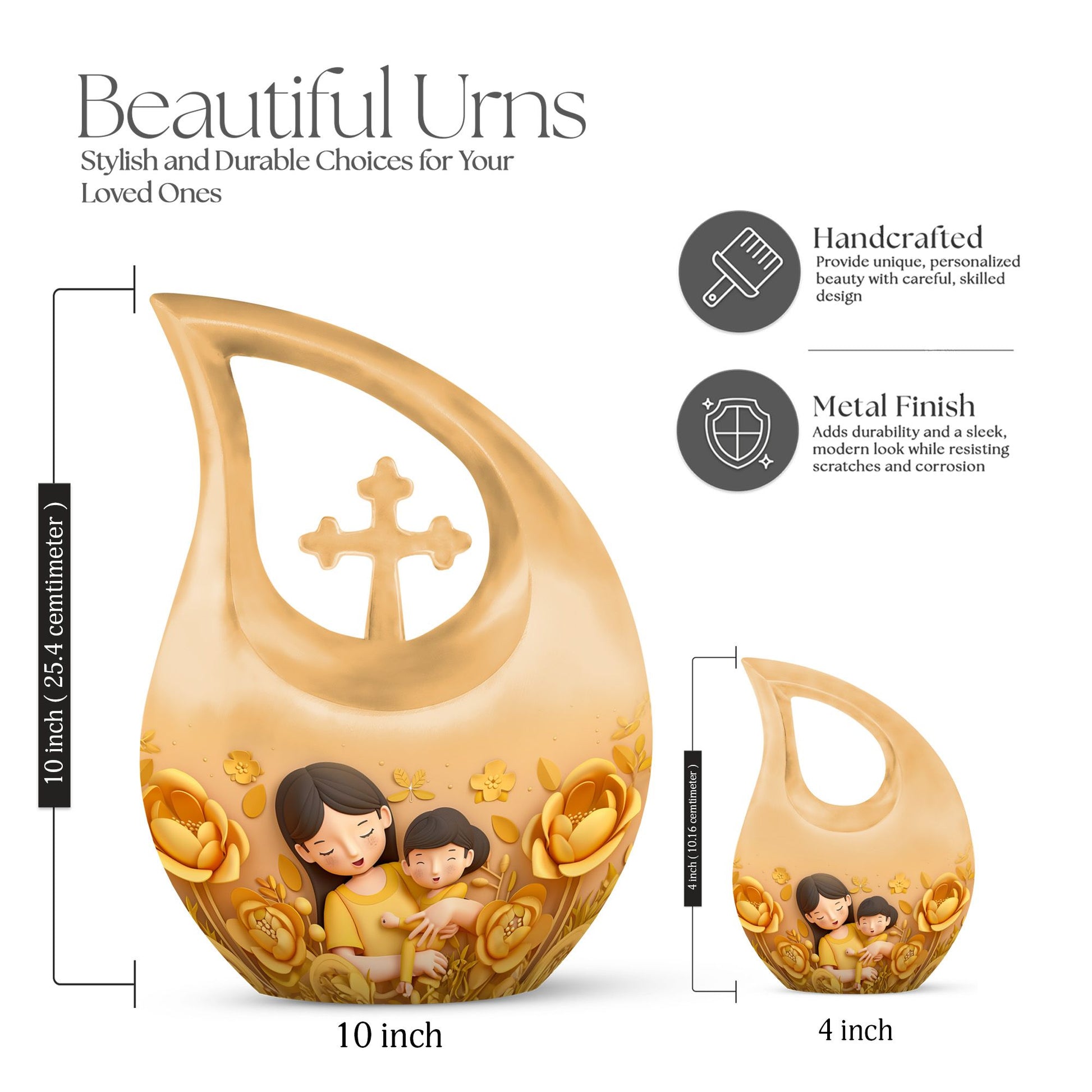 10-inch Cross Drop Custom Mom Urn, 