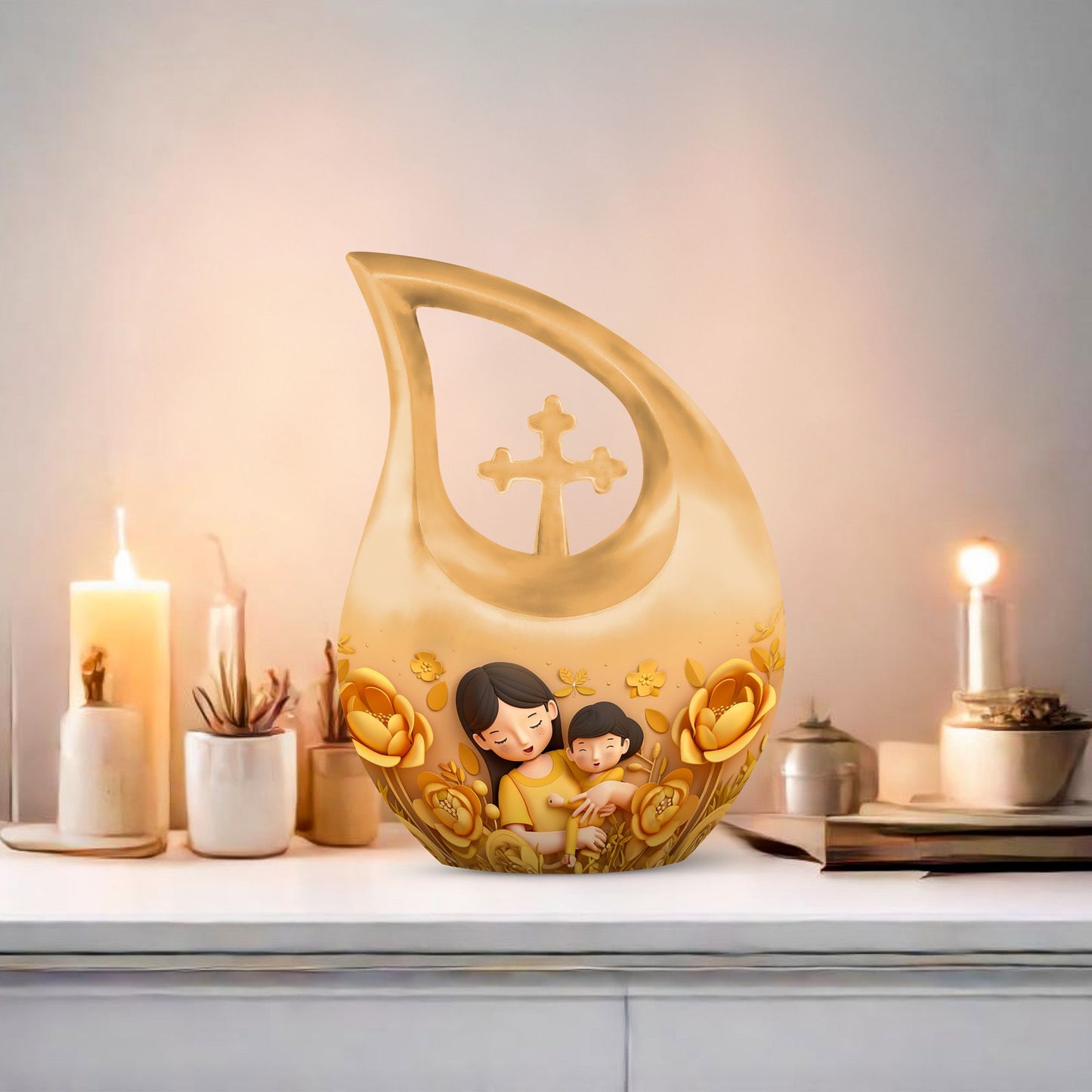 10-inch Cross Drop Custom Mom Urn, 