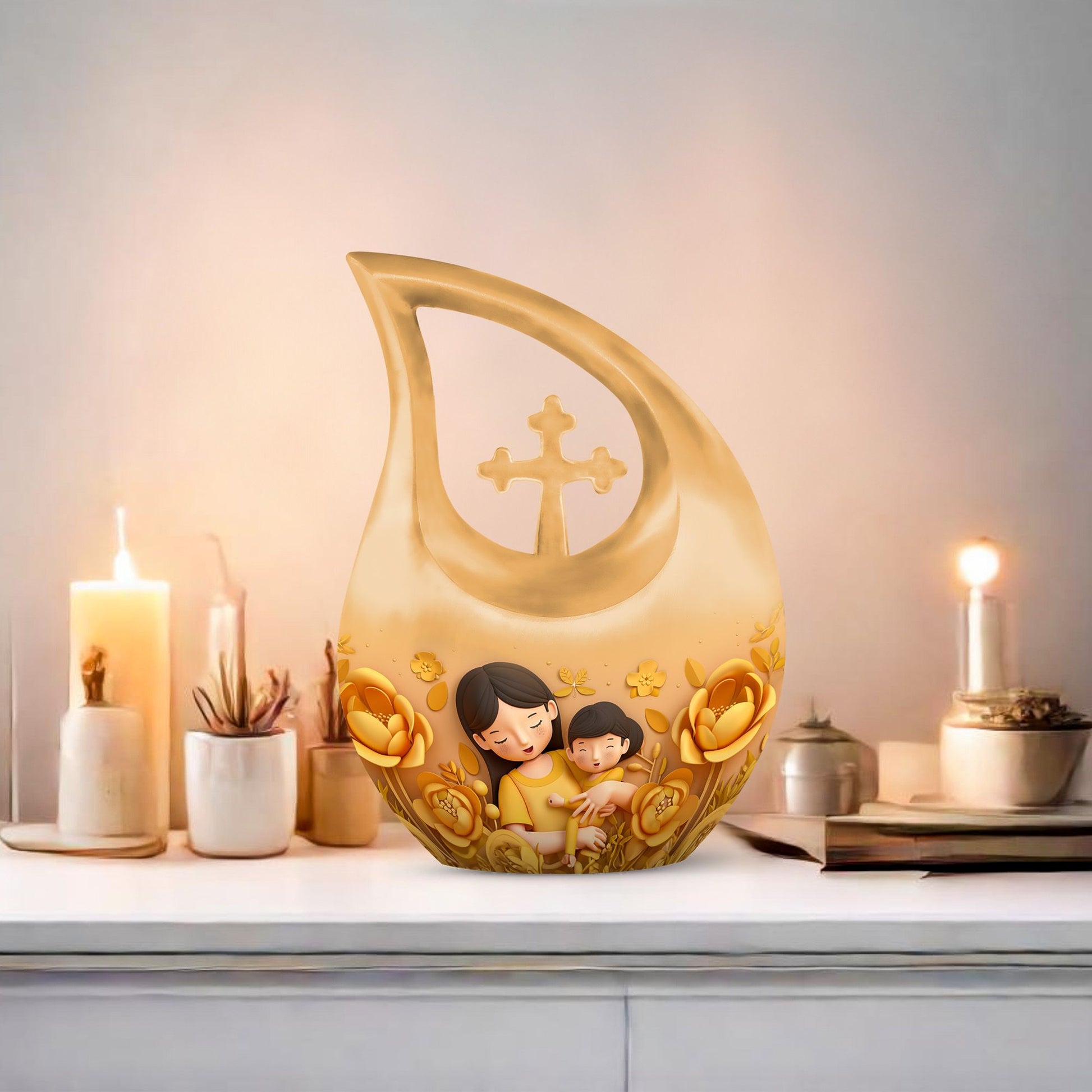 10-inch Cross Drop Custom Mom Urn, 