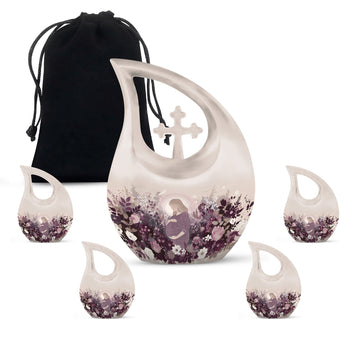 10 inch large Urn with 4 Keepsake 3 Inch Urns