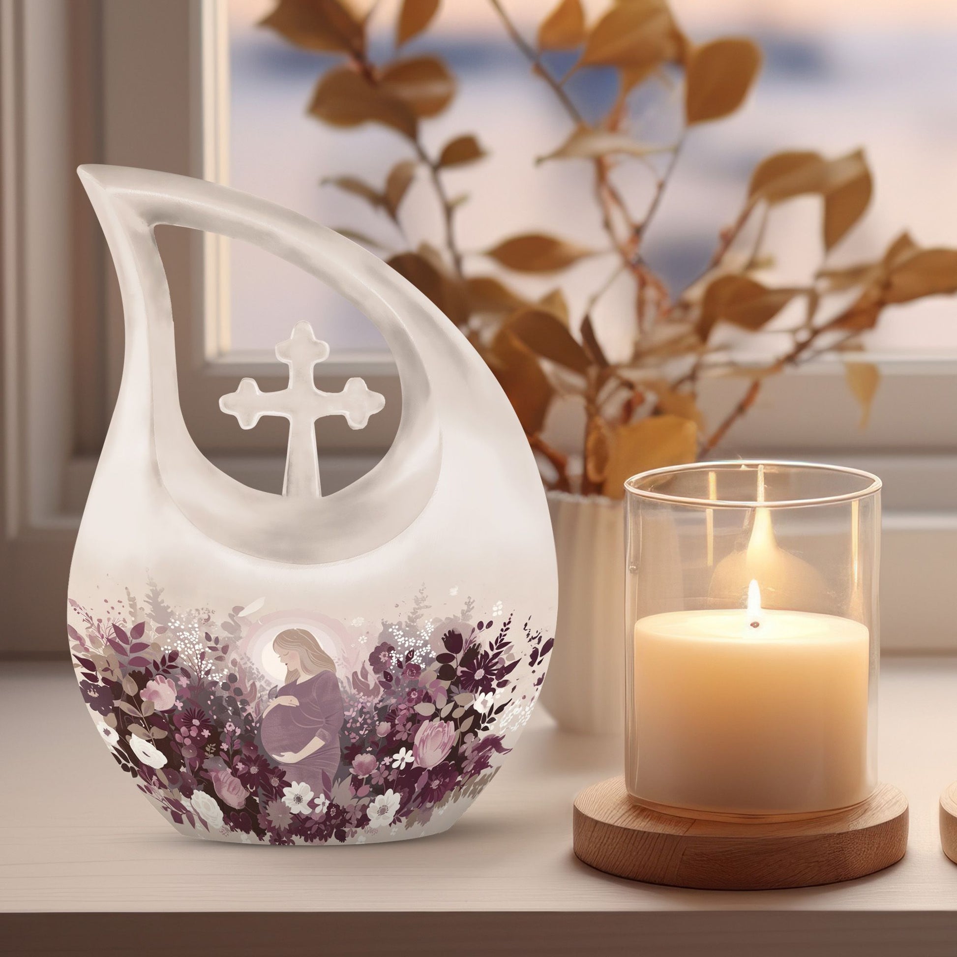 10-inch Aluminium Cross Drop Mother Urn,