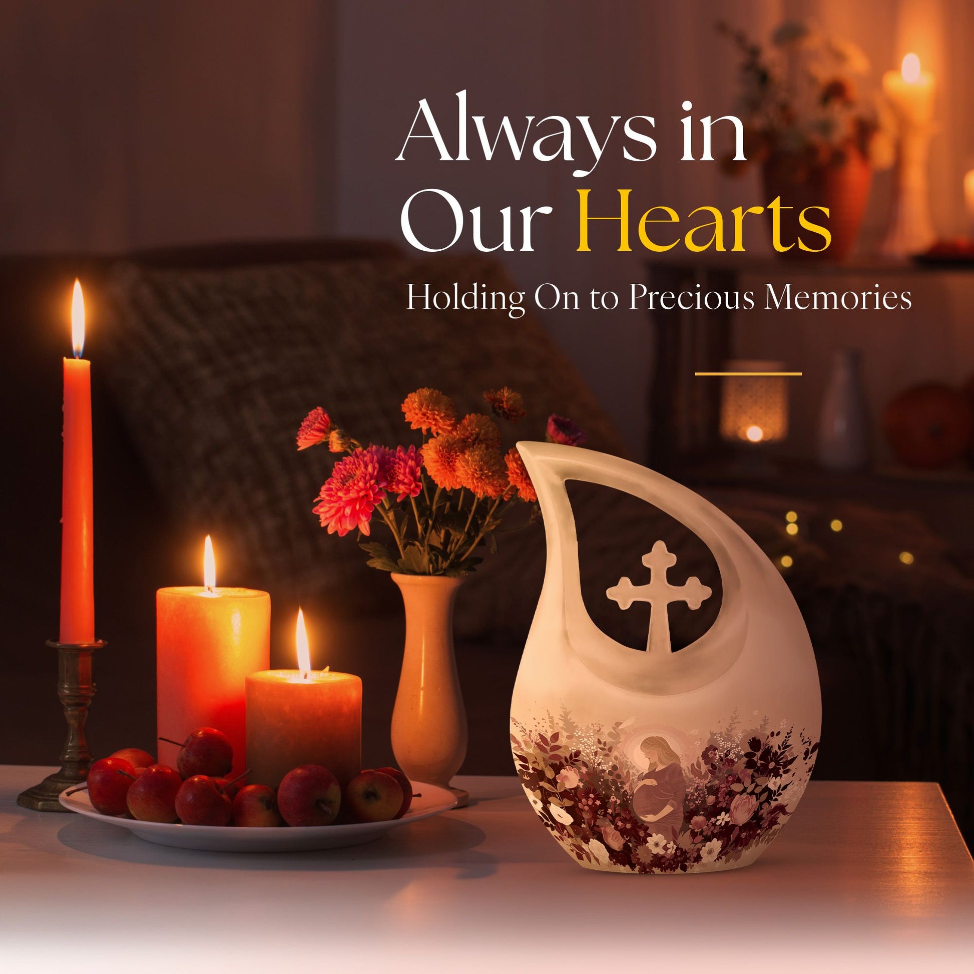 10-inch Aluminium Cross Drop Mother Urn,