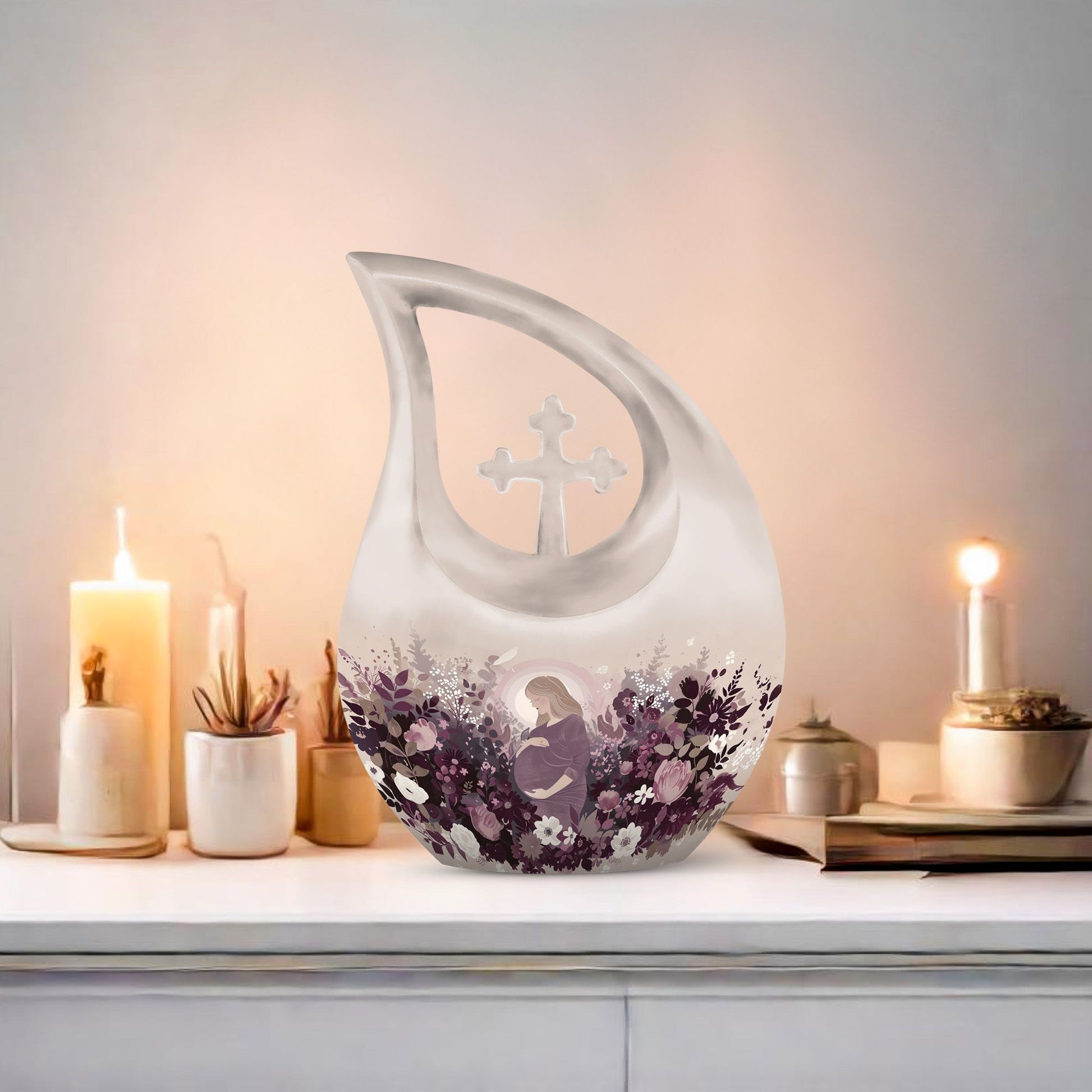 10-inch Aluminium Cross Drop Mother Urn,