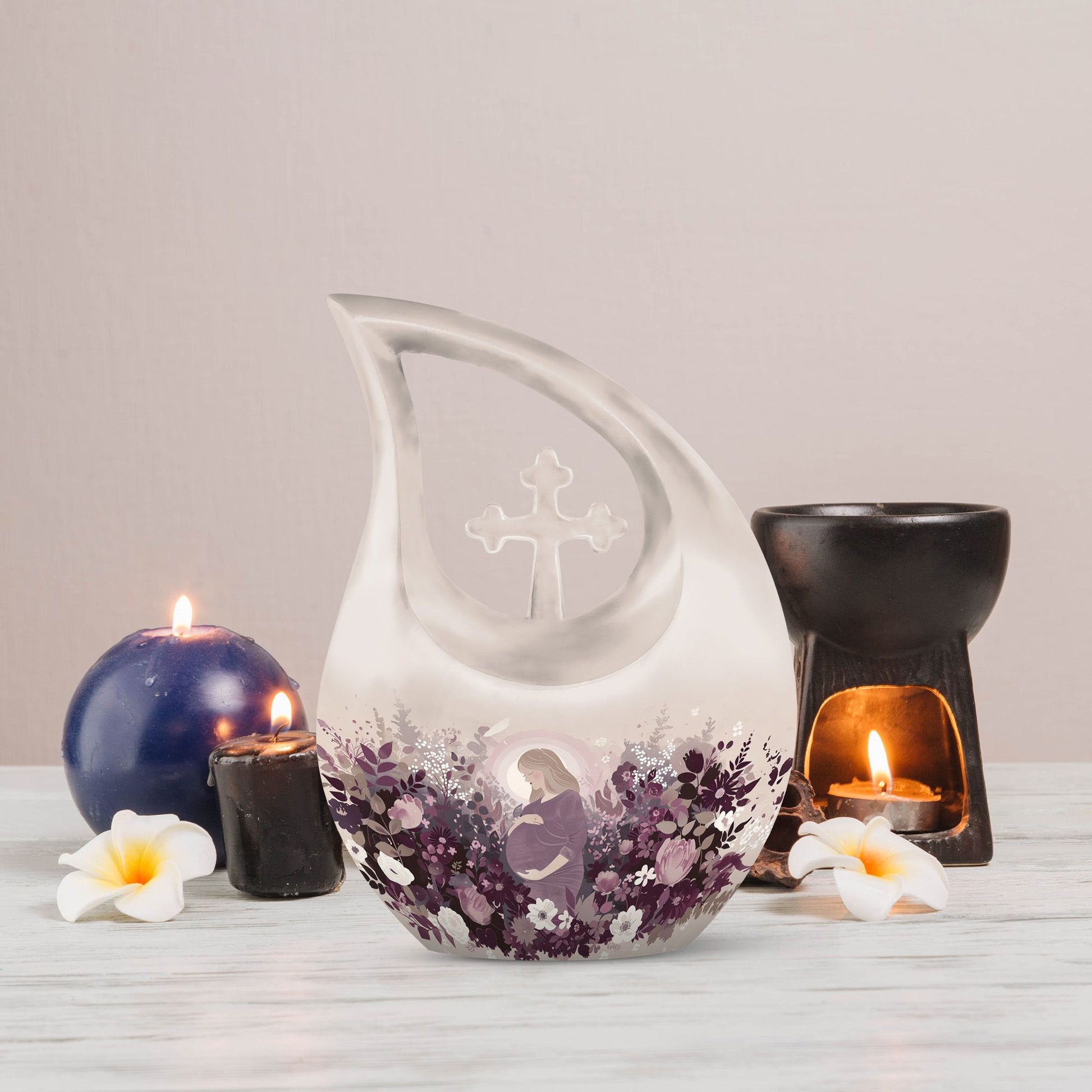 10-inch Aluminium Cross Drop Mother Urn,