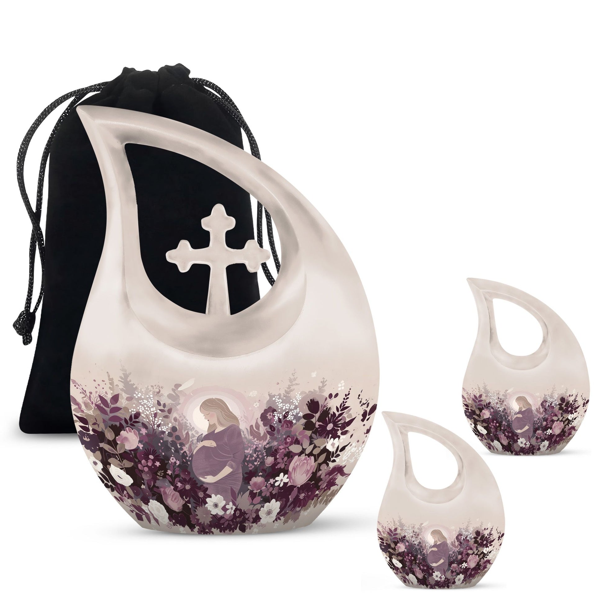 10-inch Aluminium Cross Drop Mother Urn,
