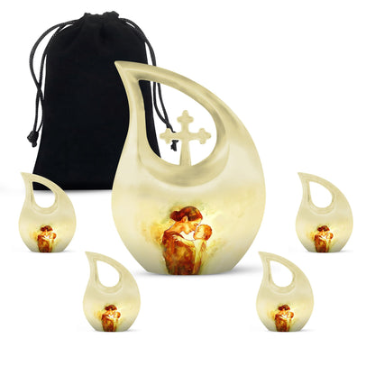 10-inch Mother Urn, Cross Drop Design, Companion Urn