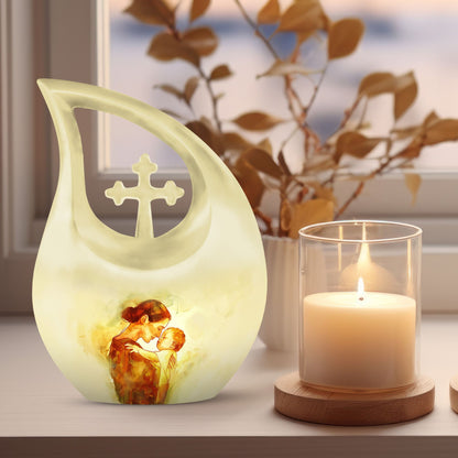 10-inch Mother Urn, Cross Drop Design, Companion Urn