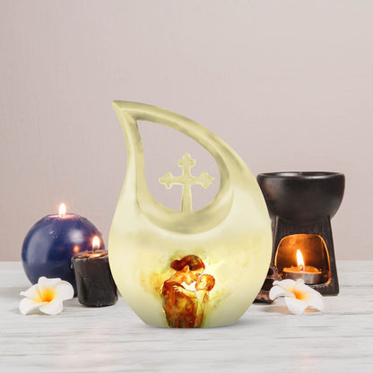 10-inch Mother Urn, Cross Drop Design, Companion Urn