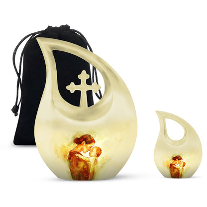 10-inch Mother Urn, Cross Drop Design, Companion Urn
