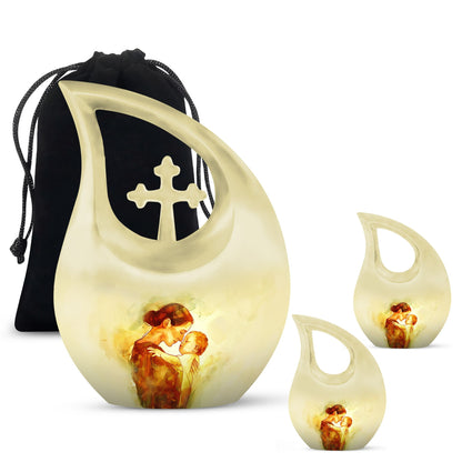 10-inch Mother Urn, Cross Drop Design, Companion Urn