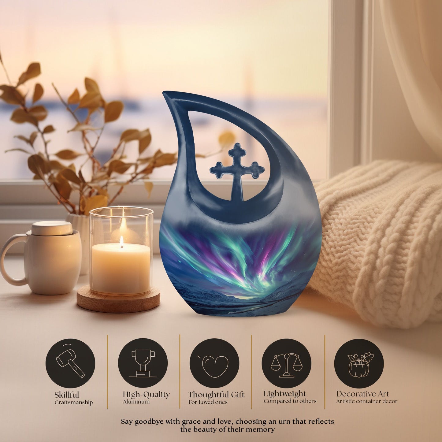 10 Inch Northern Lights Urn, 