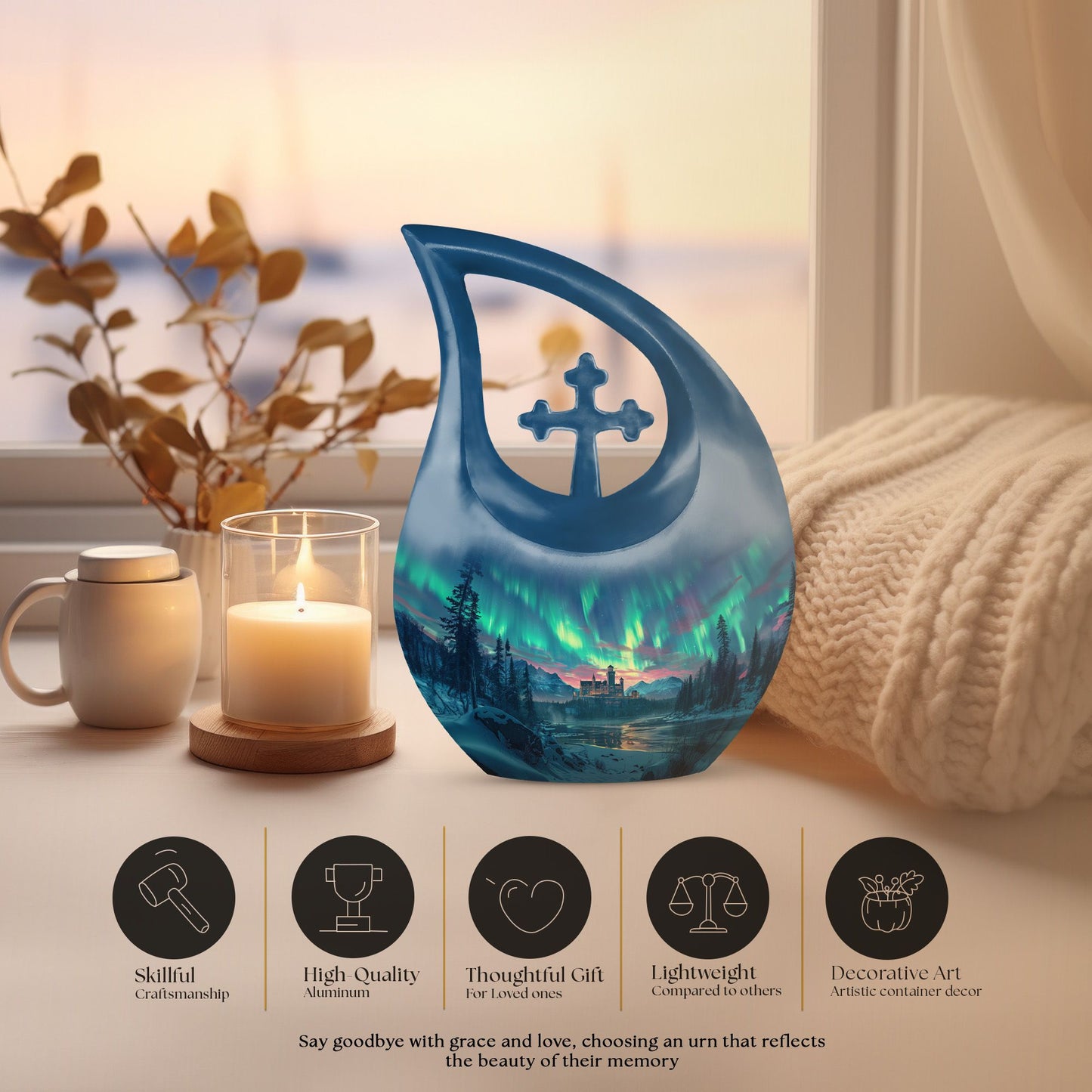 Aluminium Northern Lights Urn 