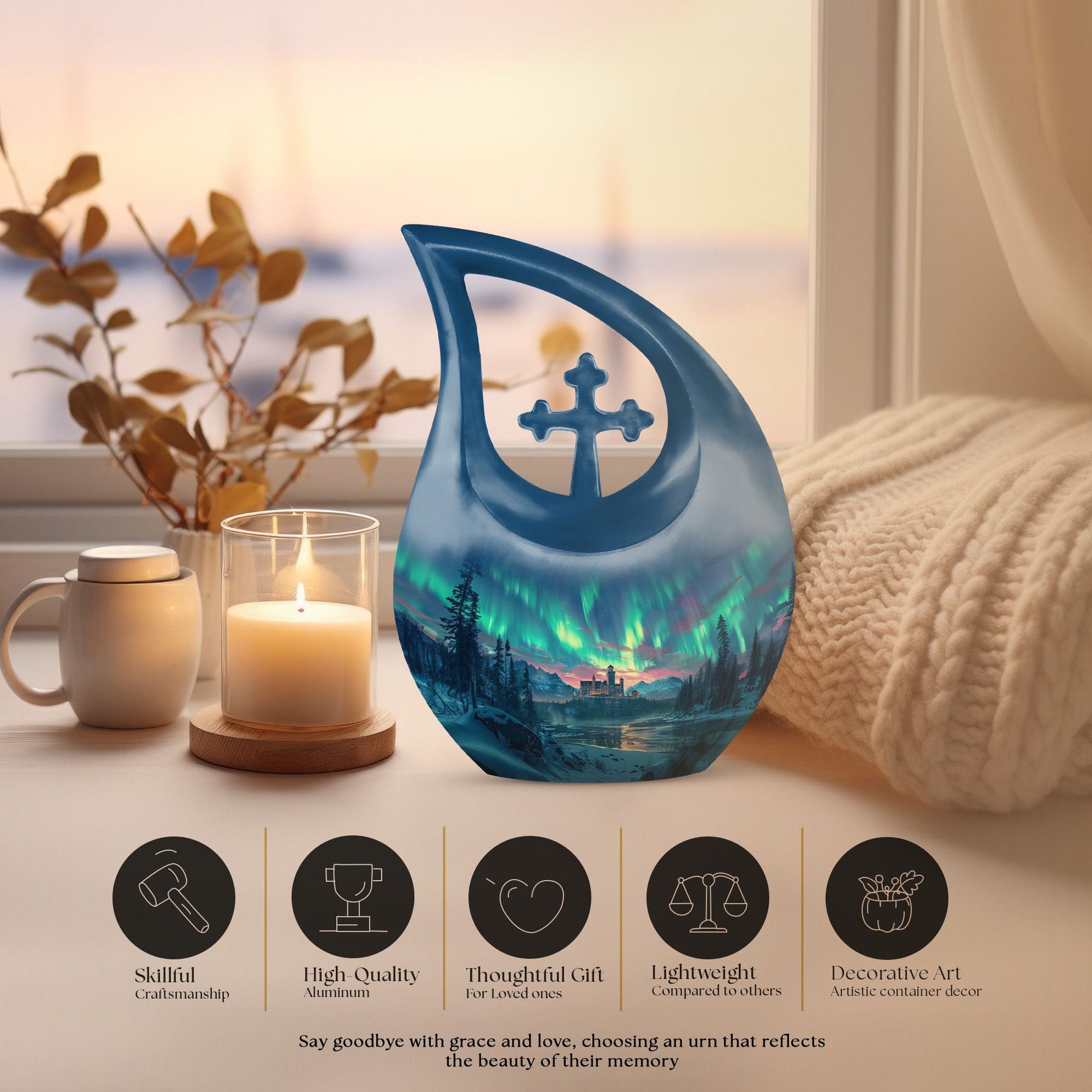 Aluminium Northern Lights Urn 