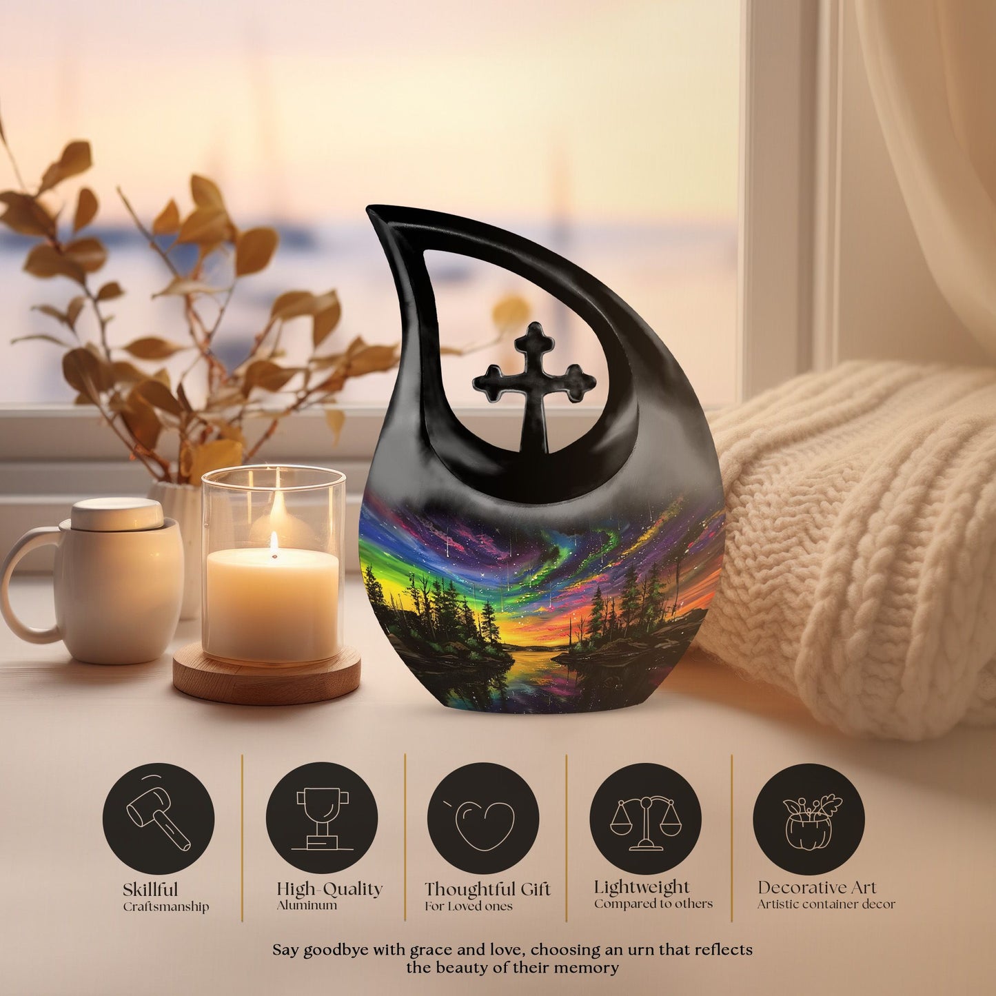 Extra large Northern Lights urn
