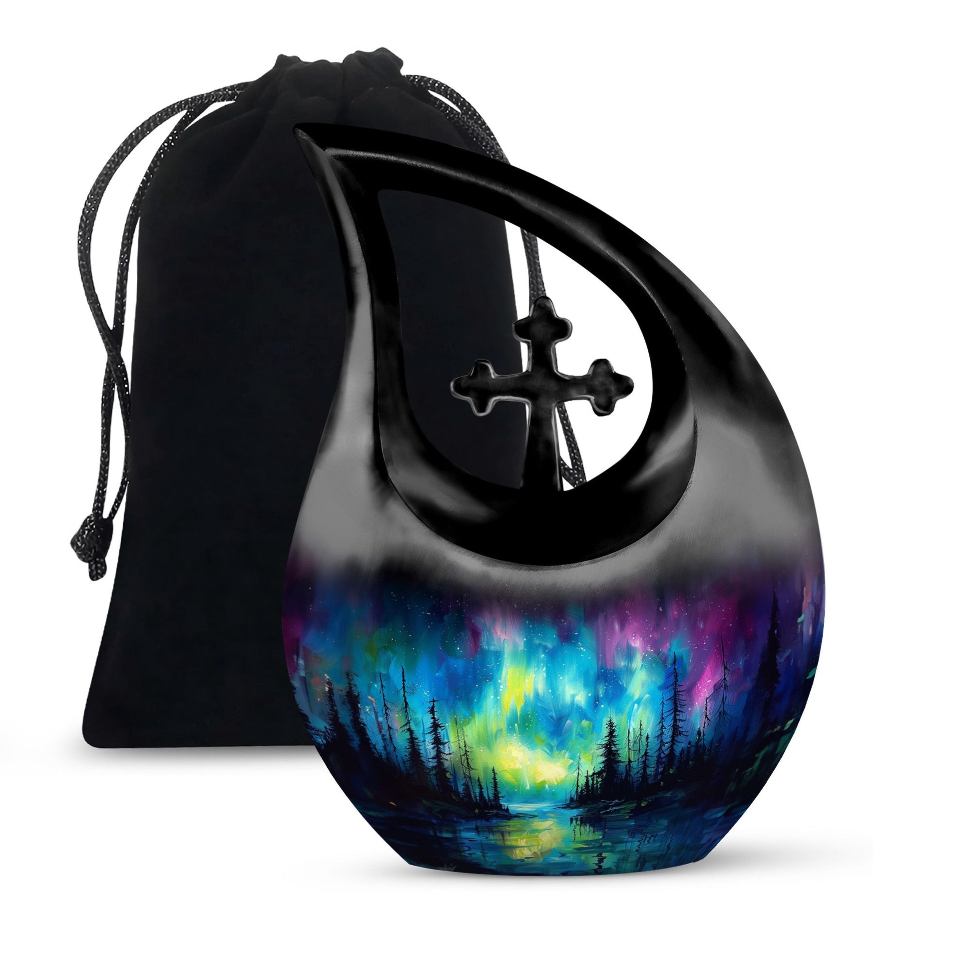 10-inch Northern Lights themed large urn 