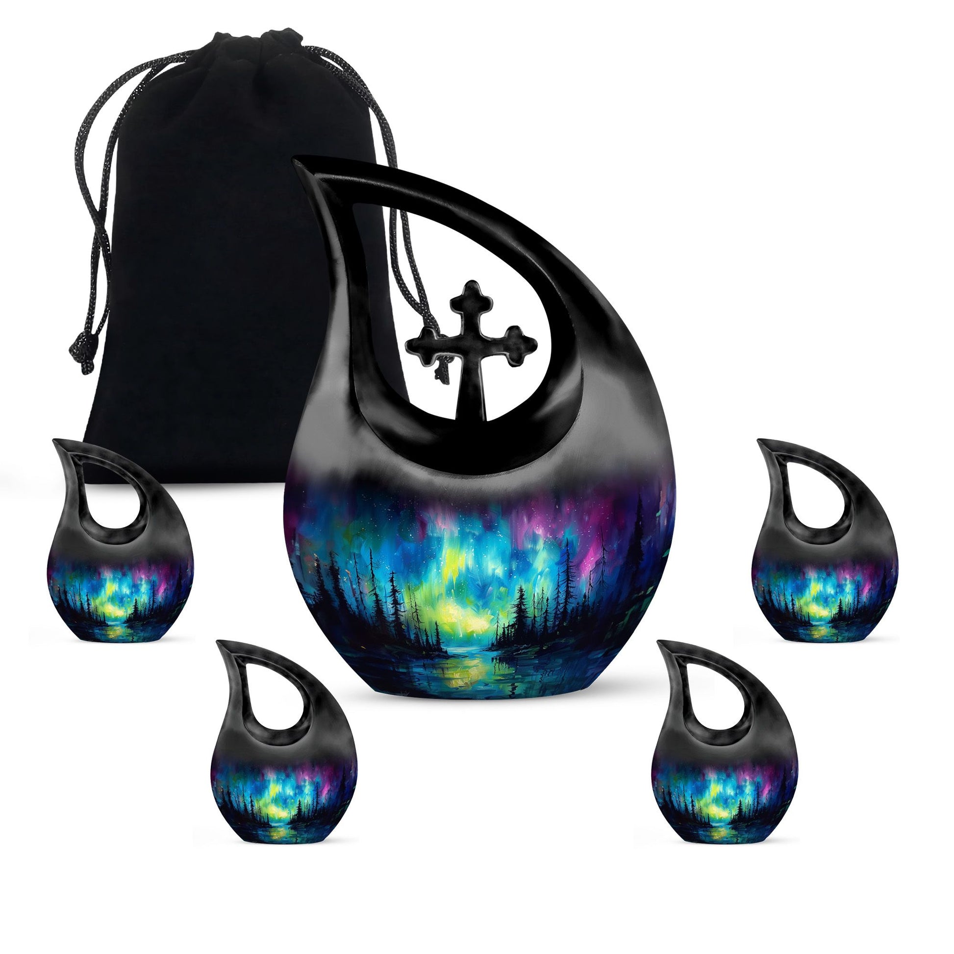 10-inch Northern Lights themed large urn 