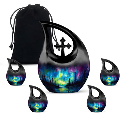 10-inch Northern Lights themed large urn 
