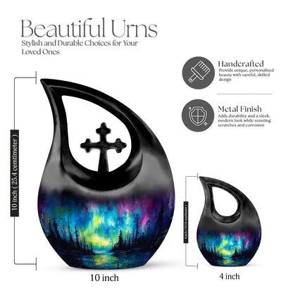 10-inch Northern Lights themed large urn 