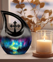 10-inch Northern Lights themed large urn 
