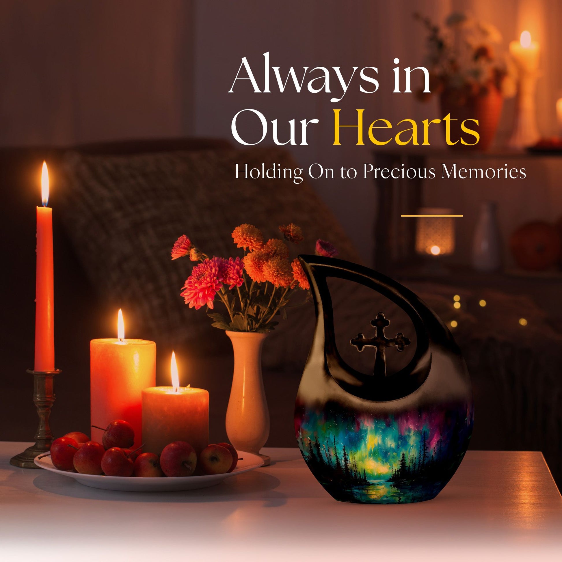 10-inch Northern Lights themed large urn 