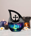 10-inch Northern Lights themed large urn 