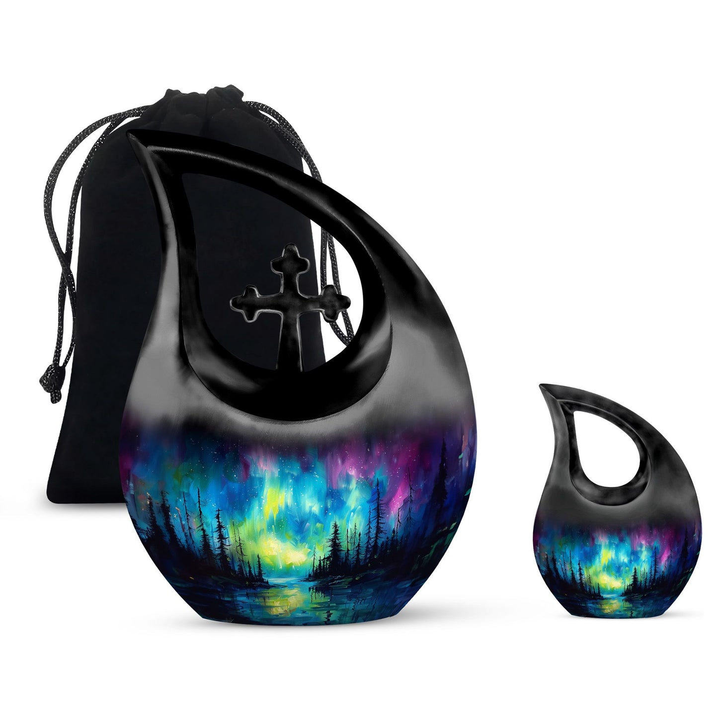 10-inch Northern Lights themed large urn 