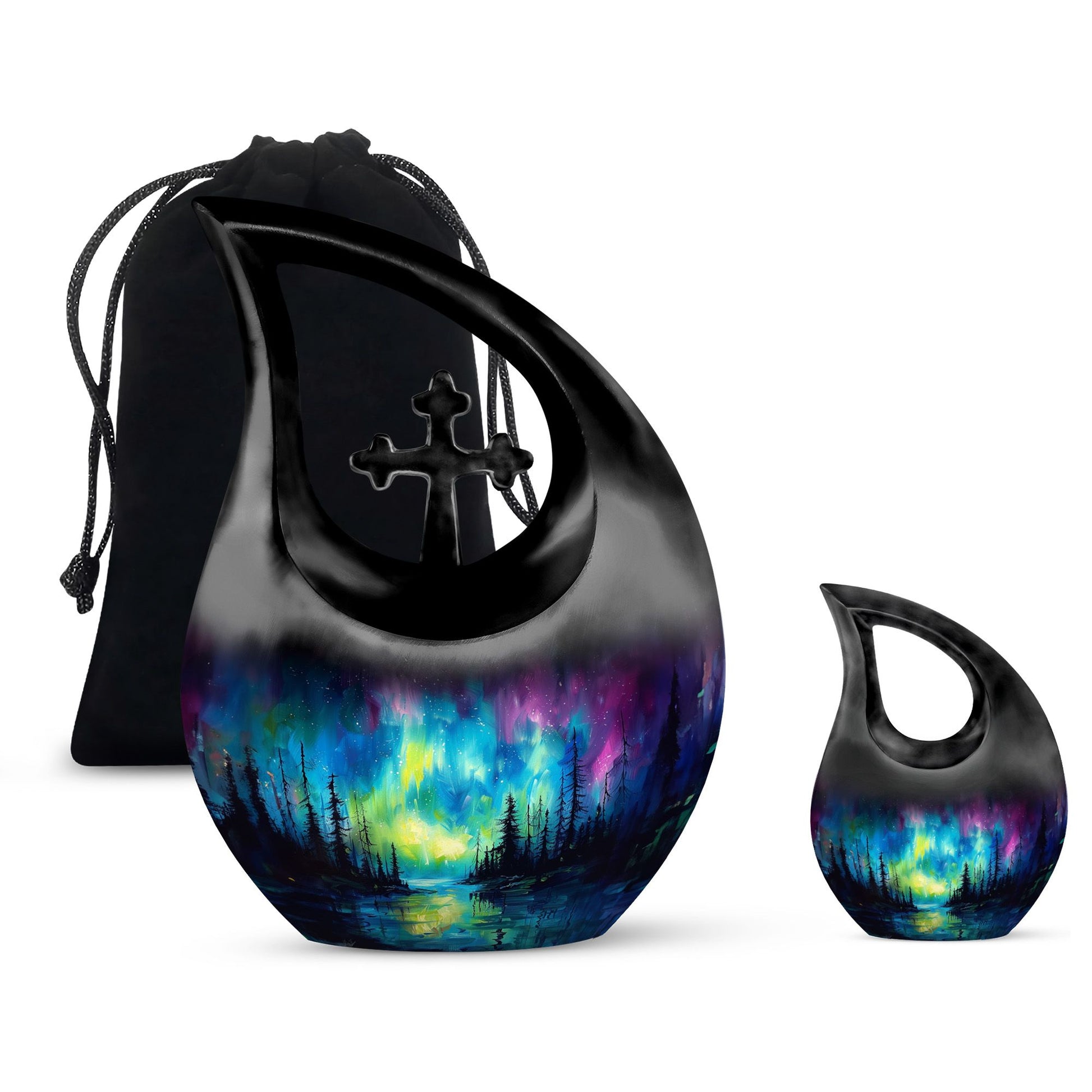 10-inch Northern Lights themed large urn 