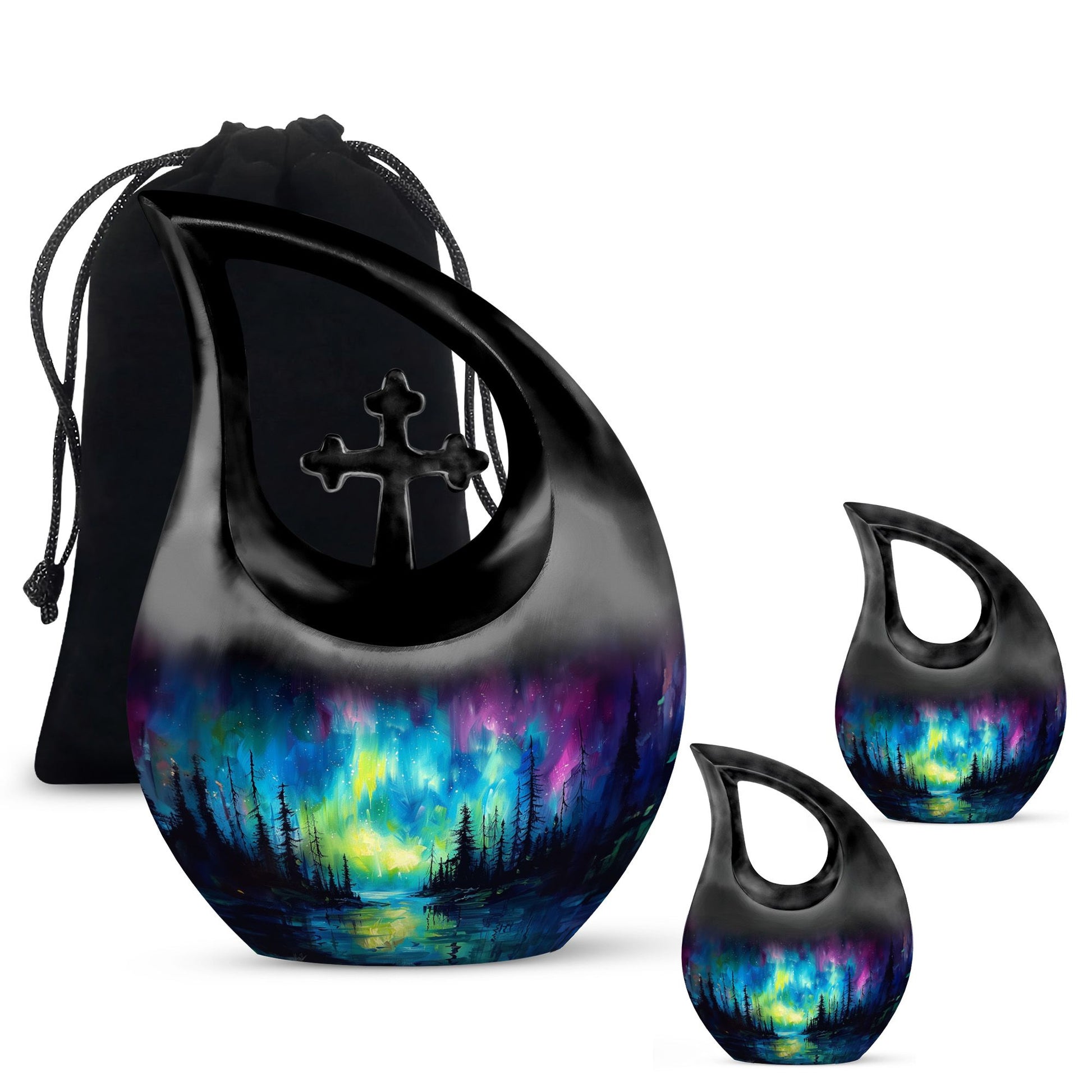 10-inch Northern Lights themed large urn 