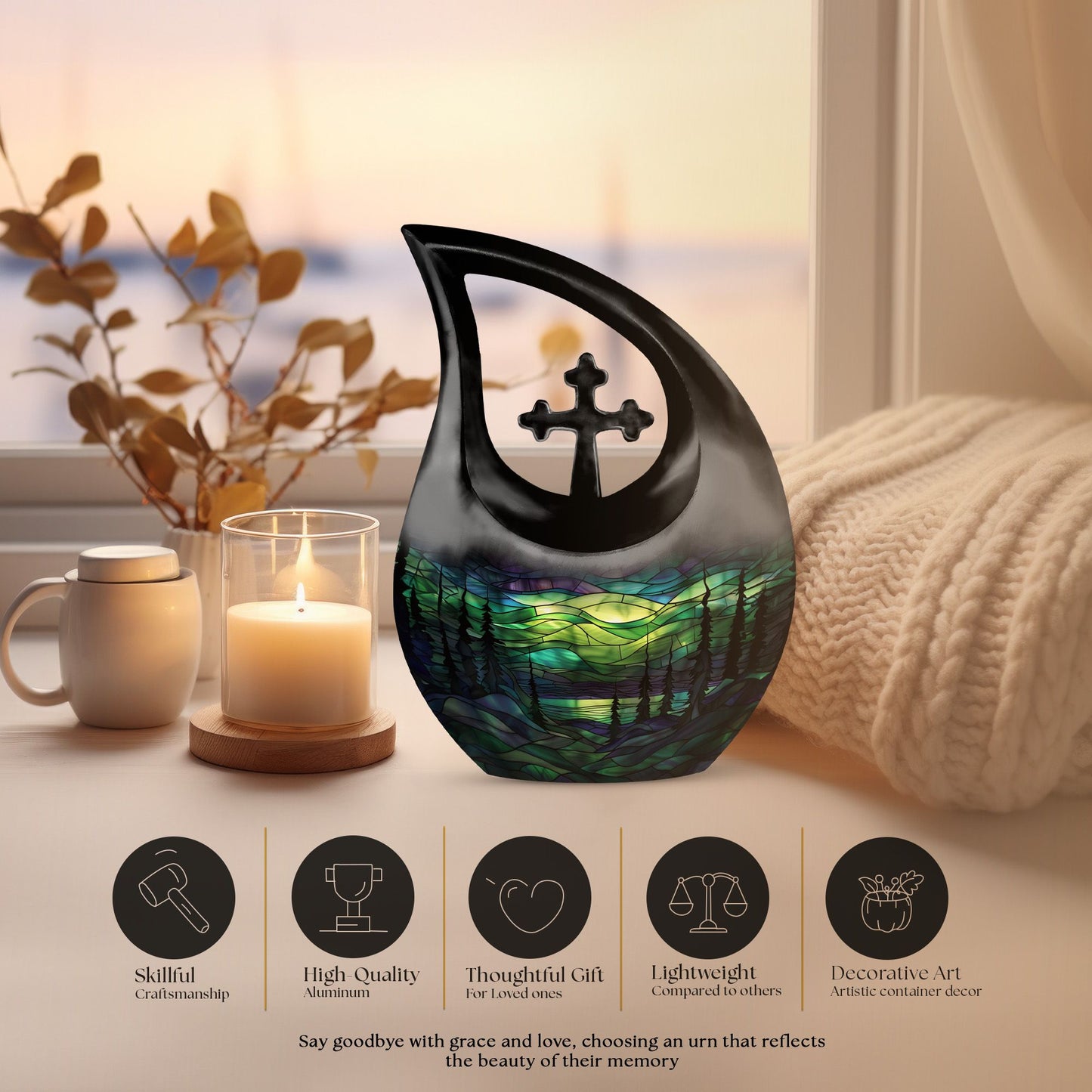 10-inch Stained Glass Urn 