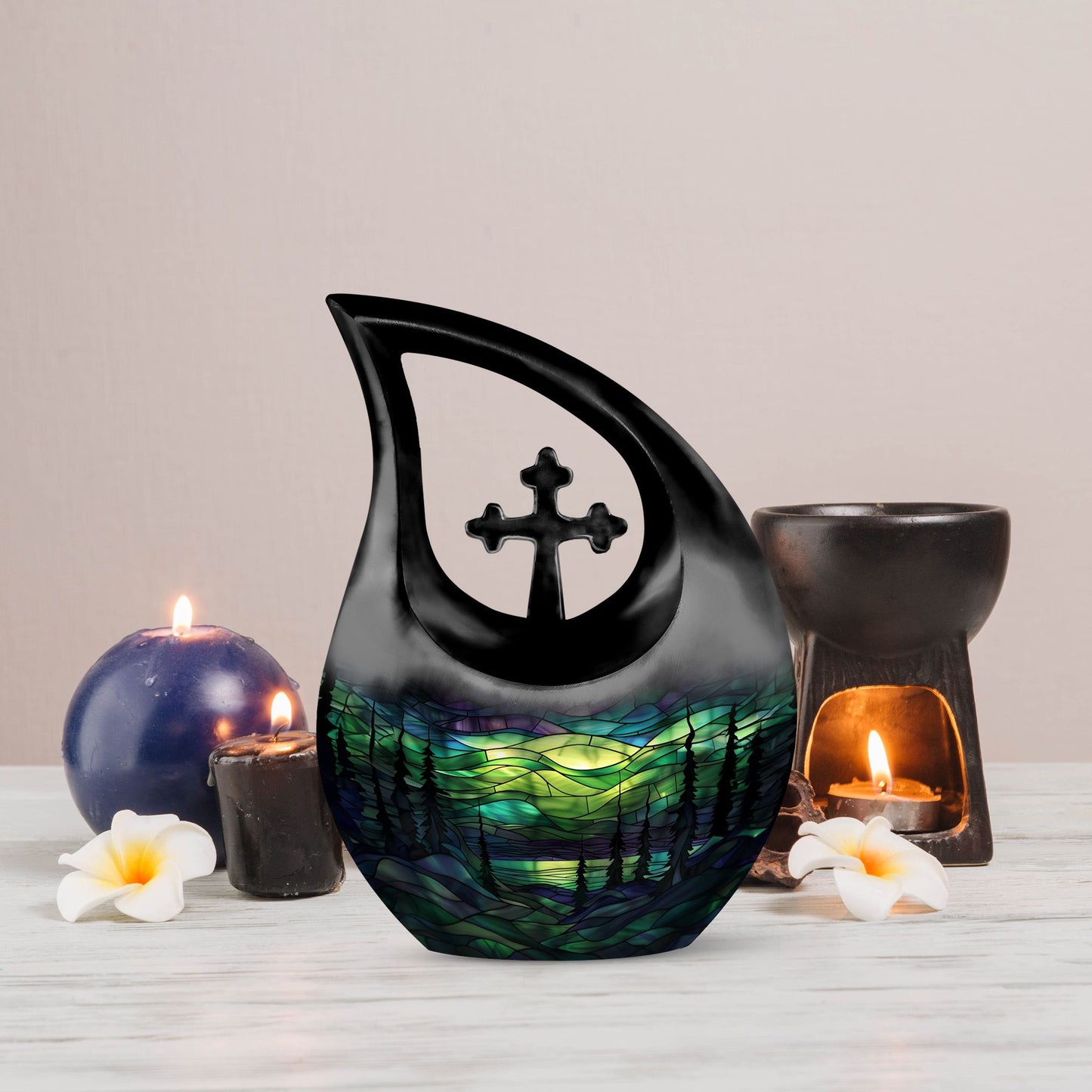 10-inch Stained Glass Urn 
