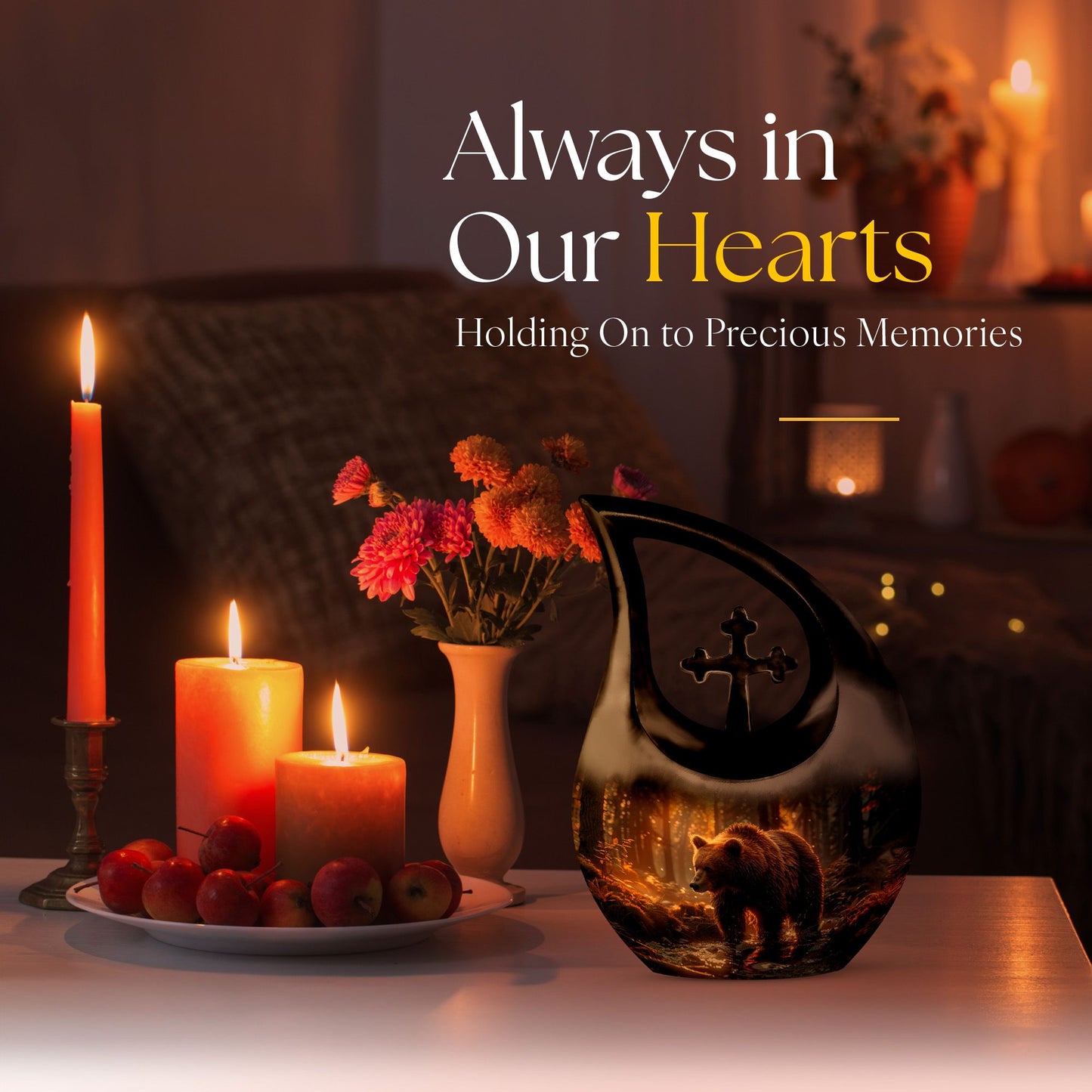 10-Inch Bear Themed Memorial Urn
