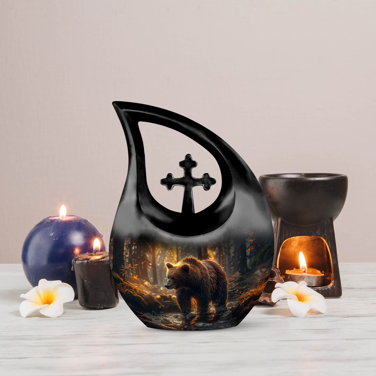 10-Inch Bear Themed Memorial Urn