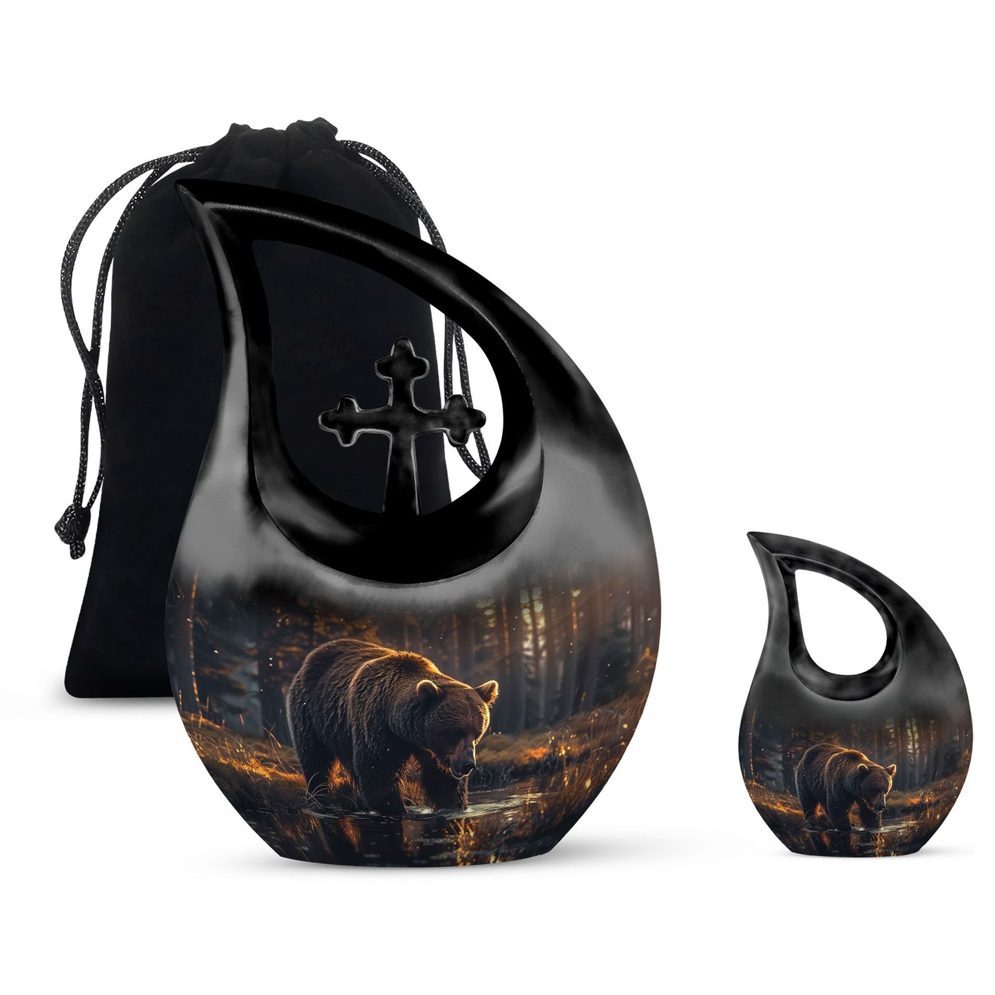 10-inch Bear-themed Metal Cremation Urn 