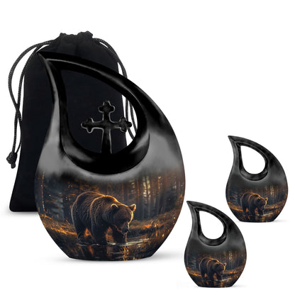 10-inch Bear-themed Metal Cremation Urn 