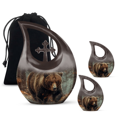 10-inch Bear theme Cross Drop design affordable bear urn