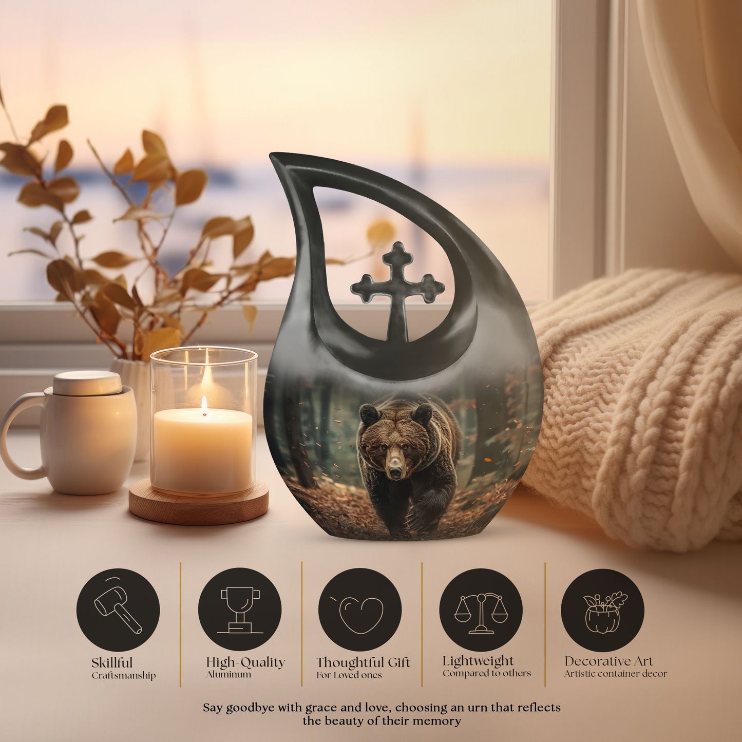 Cross Drop Bear Urn 