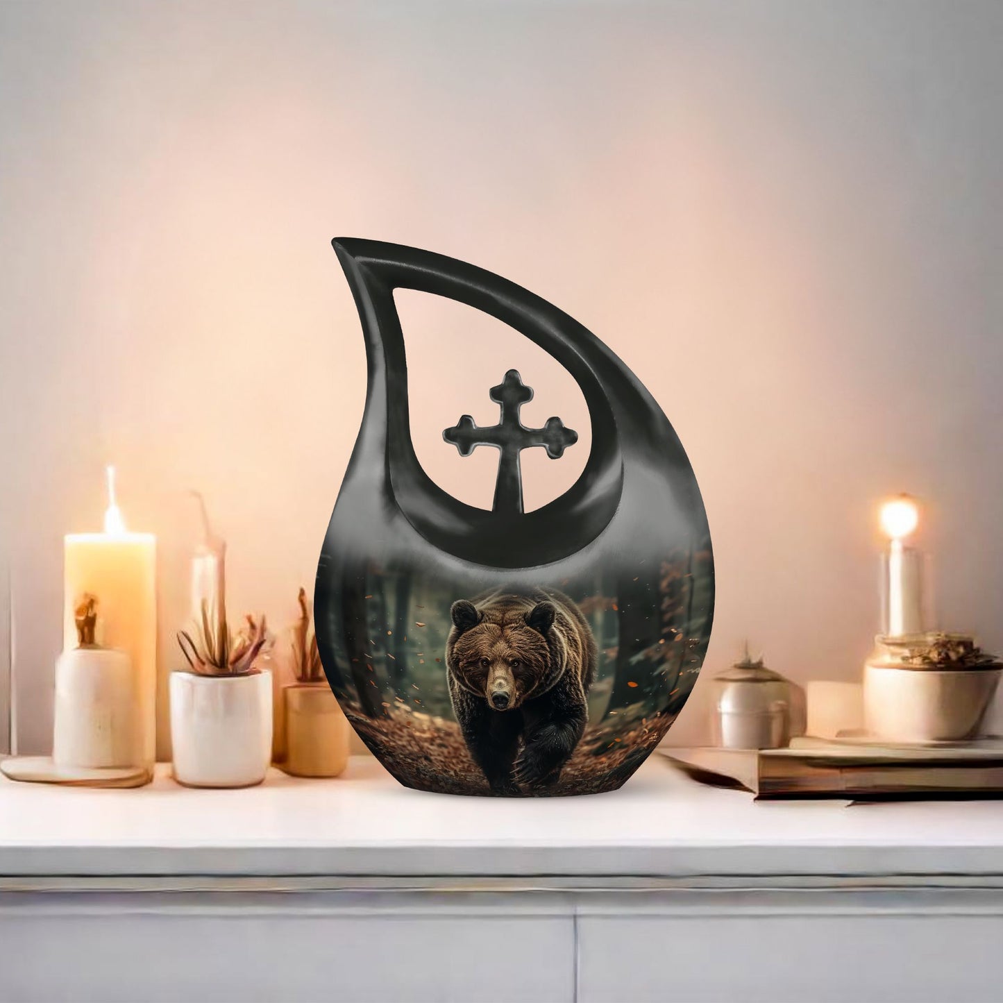 Cross Drop Bear Urn 
