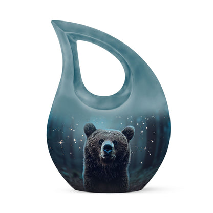 Bear-themed cross drop design urn