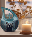 Bear-themed cross drop design urn