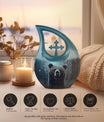Bear-themed cross drop design urn