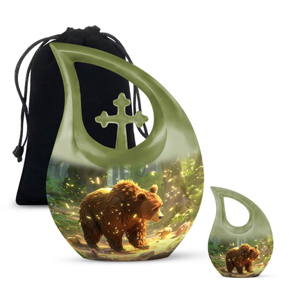 Personalized Bear Cremation Urn for Human Ashes - 10-inch, 200 cu in - Yatskia